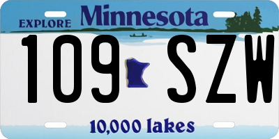 MN license plate 109SZW