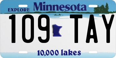 MN license plate 109TAY