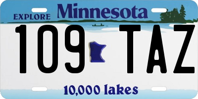 MN license plate 109TAZ