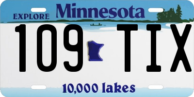 MN license plate 109TIX