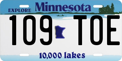 MN license plate 109TOE