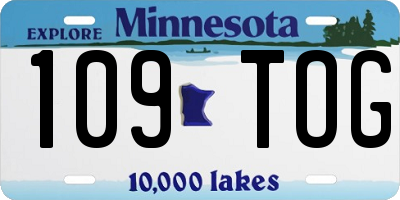 MN license plate 109TOG
