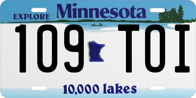 MN license plate 109TOI
