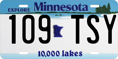 MN license plate 109TSY