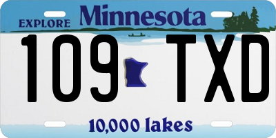 MN license plate 109TXD