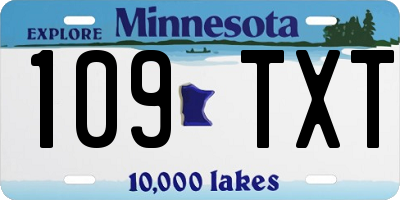 MN license plate 109TXT