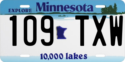 MN license plate 109TXW