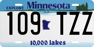 MN license plate 109TZZ