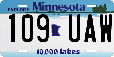 MN license plate 109UAW