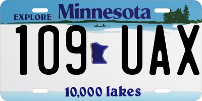 MN license plate 109UAX