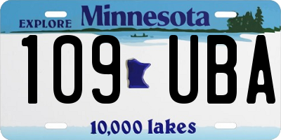 MN license plate 109UBA