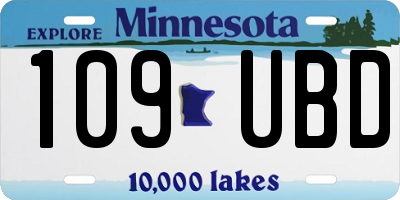 MN license plate 109UBD
