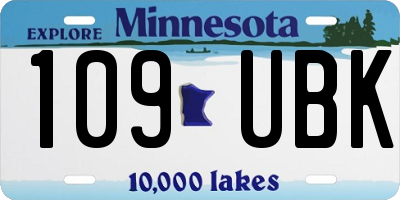 MN license plate 109UBK
