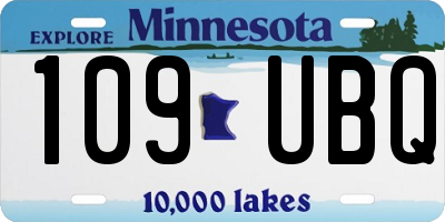 MN license plate 109UBQ