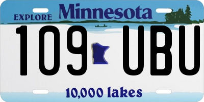 MN license plate 109UBU