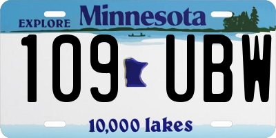 MN license plate 109UBW
