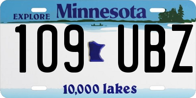 MN license plate 109UBZ