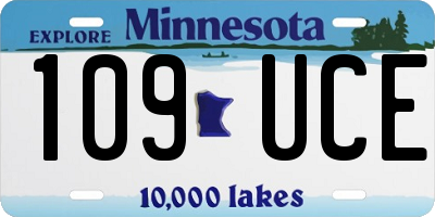 MN license plate 109UCE
