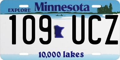 MN license plate 109UCZ