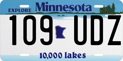 MN license plate 109UDZ