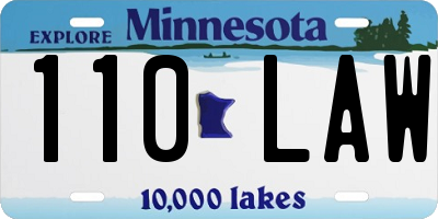 MN license plate 110LAW