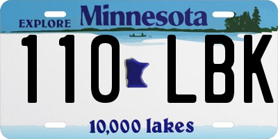 MN license plate 110LBK