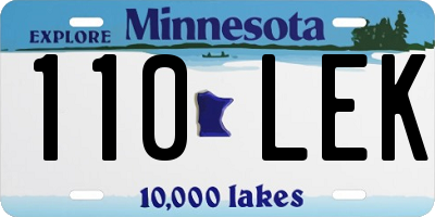 MN license plate 110LEK