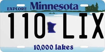MN license plate 110LIX
