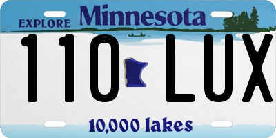 MN license plate 110LUX