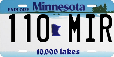 MN license plate 110MIR