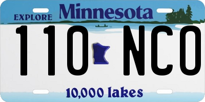 MN license plate 110NCO