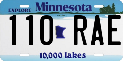 MN license plate 110RAE