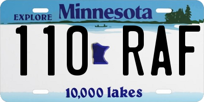MN license plate 110RAF