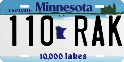 MN license plate 110RAK