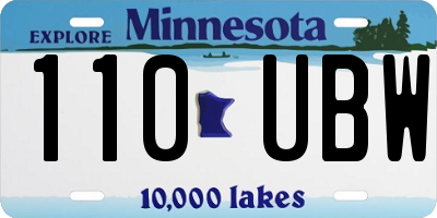 MN license plate 110UBW