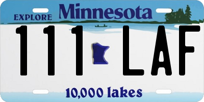 MN license plate 111LAF