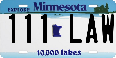 MN license plate 111LAW