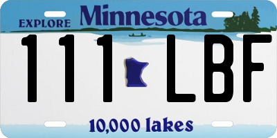 MN license plate 111LBF