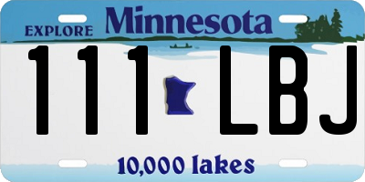 MN license plate 111LBJ