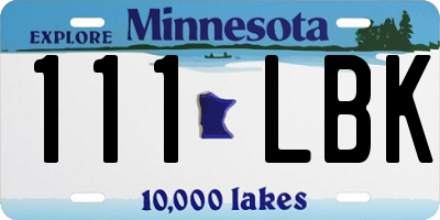 MN license plate 111LBK