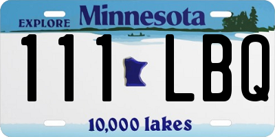 MN license plate 111LBQ