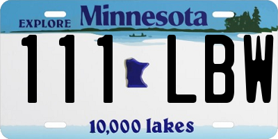 MN license plate 111LBW