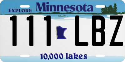 MN license plate 111LBZ