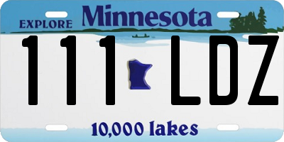 MN license plate 111LDZ