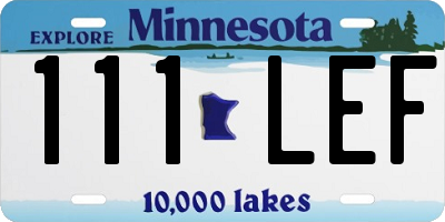 MN license plate 111LEF
