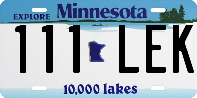 MN license plate 111LEK