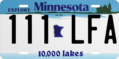 MN license plate 111LFA