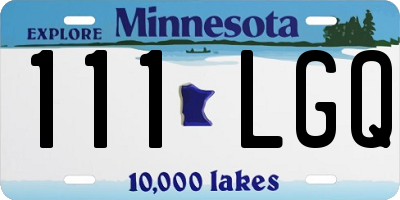 MN license plate 111LGQ