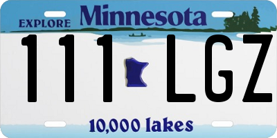 MN license plate 111LGZ