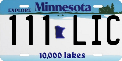MN license plate 111LIC
